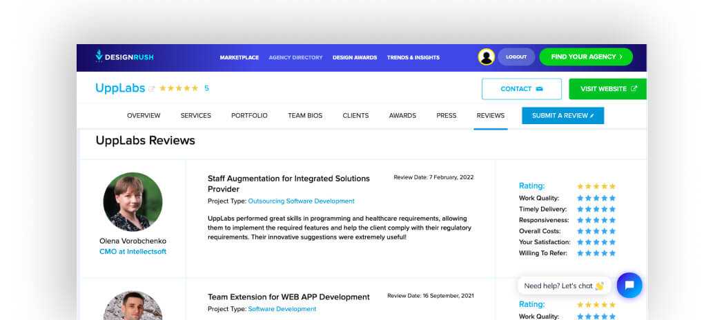 UppLabs DesignRush rating. Software development vendor’ assessment checklist. UppLabs blog